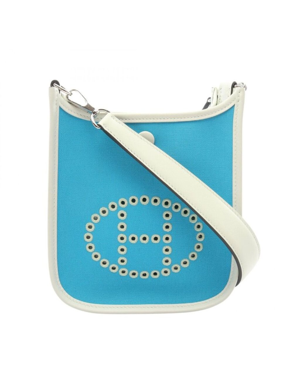 Hermes Shoulder Bag Neo Evelyne TPM Blue Aztik Vert Fizz Canvas Leather Mint